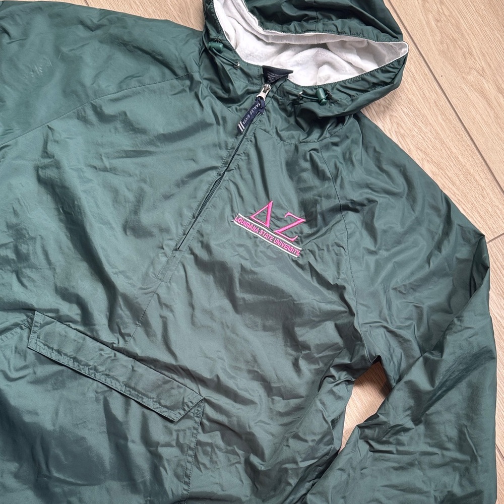 Louisiana State University Delta Zeta Charles River Apparel Half Zip Hoodie Rain